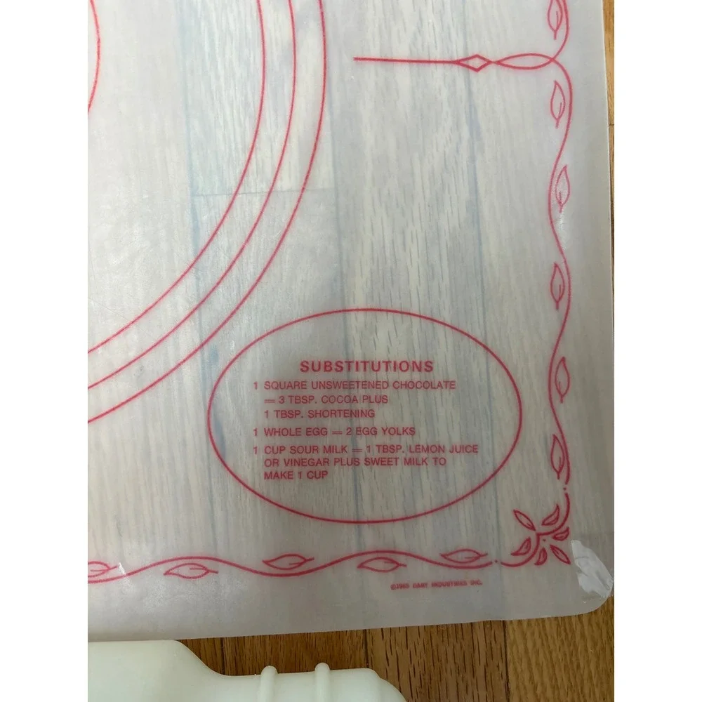 Vintage Tupperware Pastry Mat and Fillable Rolling Pin Set White Red MCM 1966